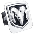 Chrome OEM Logo on Trailer Hitch Plug - Officially Licensed for Dodge RAM