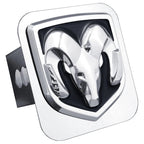 Chrome OEM Logo on Trailer Hitch Plug - Officially Licensed for Dodge RAM