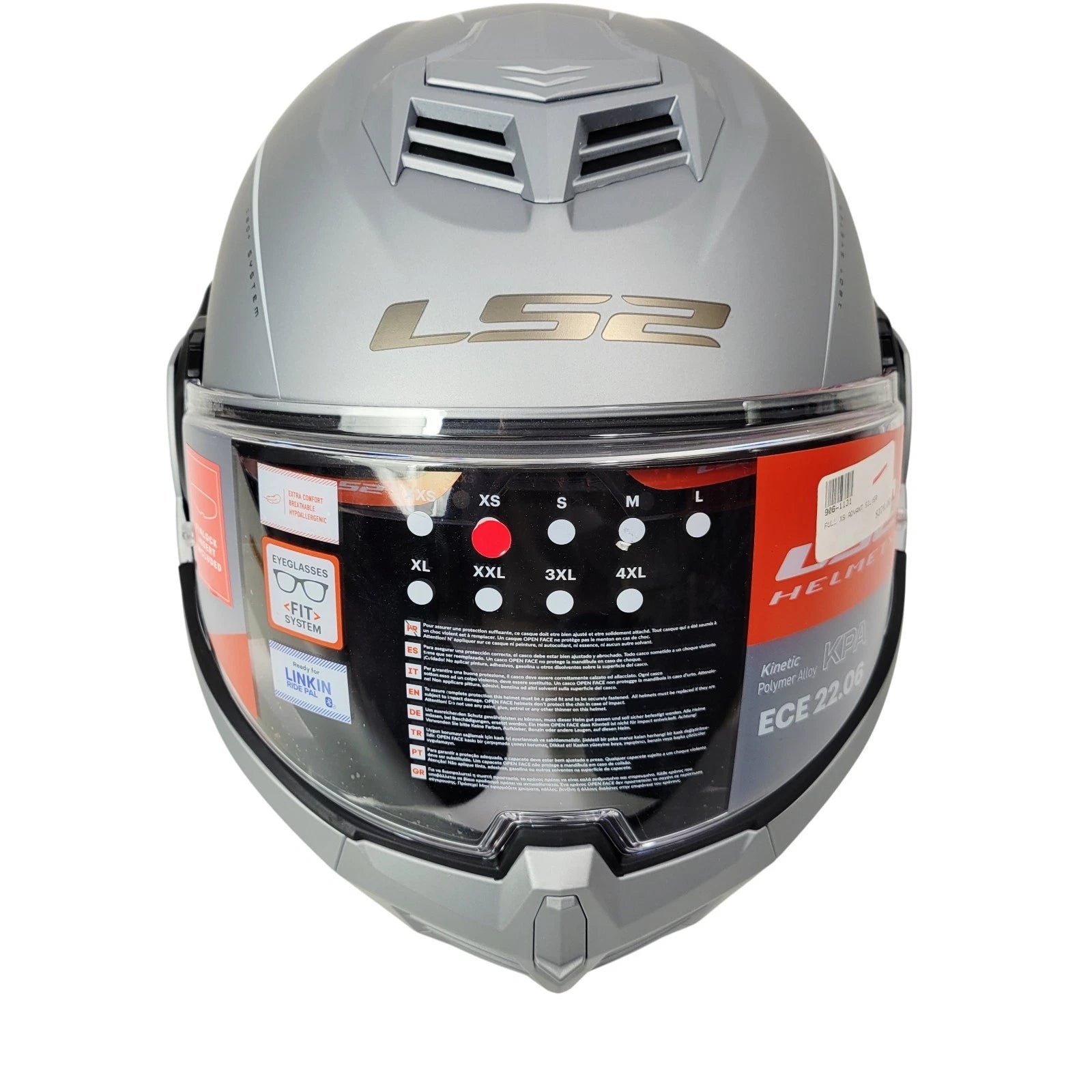 LS2 Matte Silver Advant Motorcycle Touring Helmet 906-1131 (Size XS)