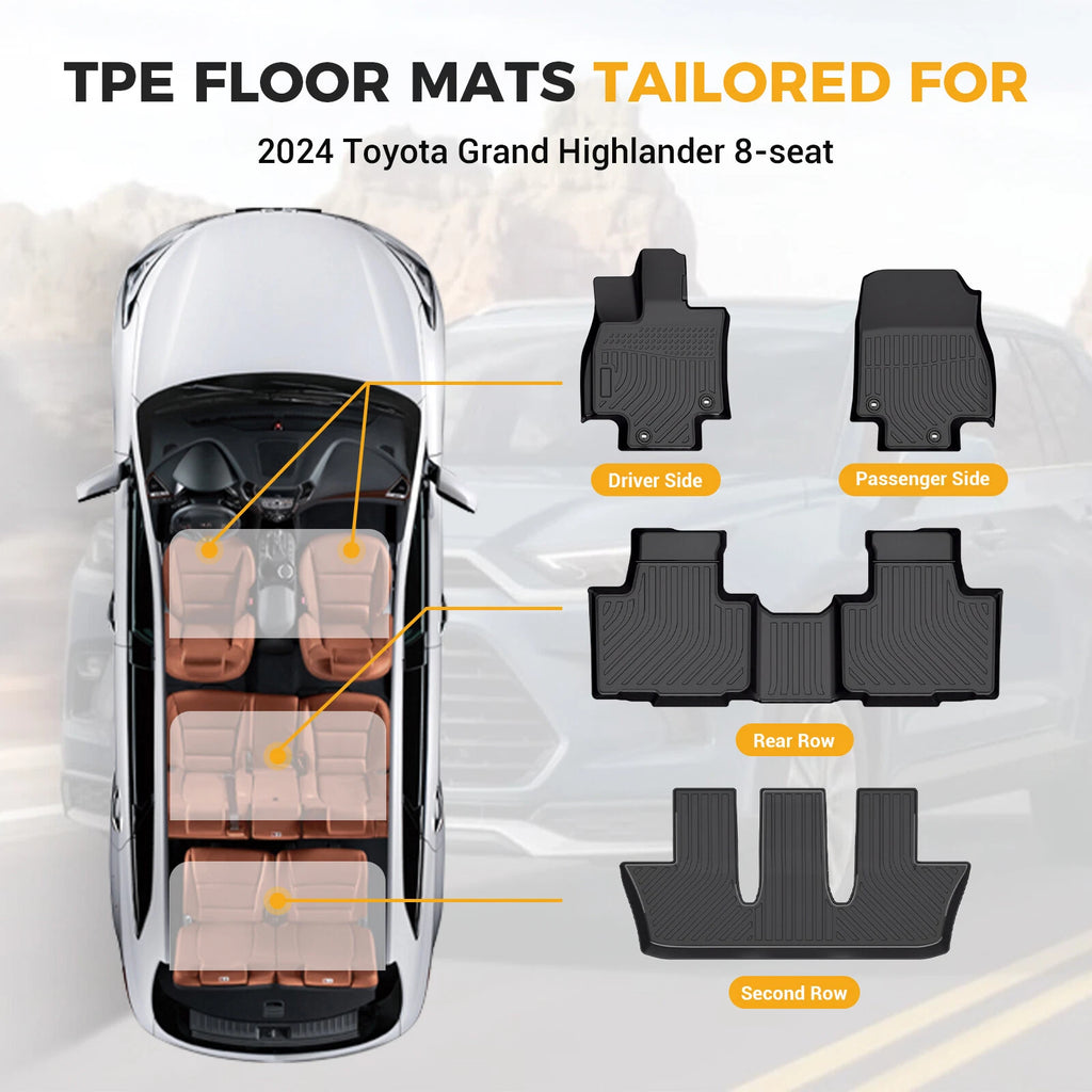 Set of 4 All Weather Floor Mats for Toyota Grand Highlander (2024–2025)