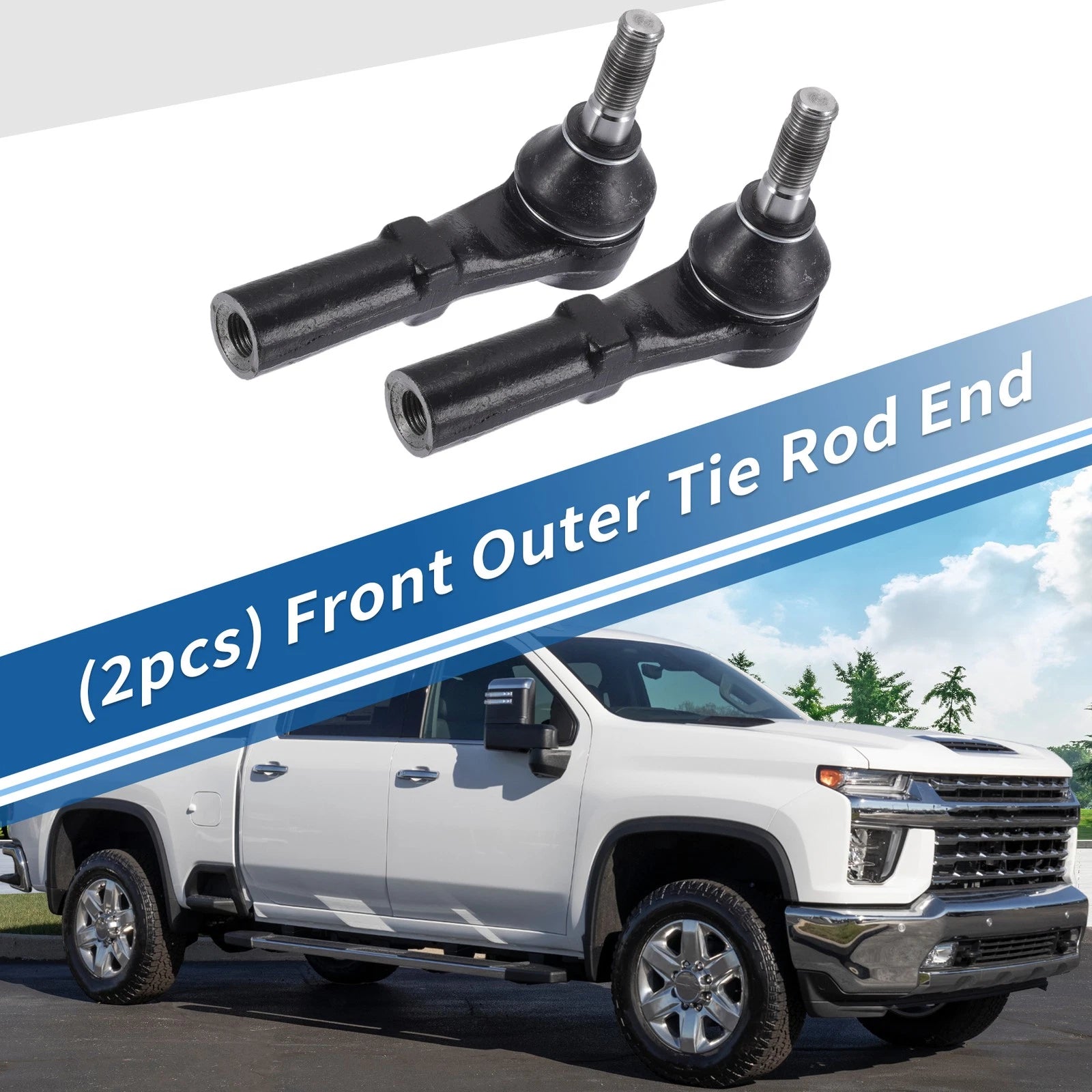 2X Front Outer Tie Rod End Links for Chevrolet Silverado 2500 3500 