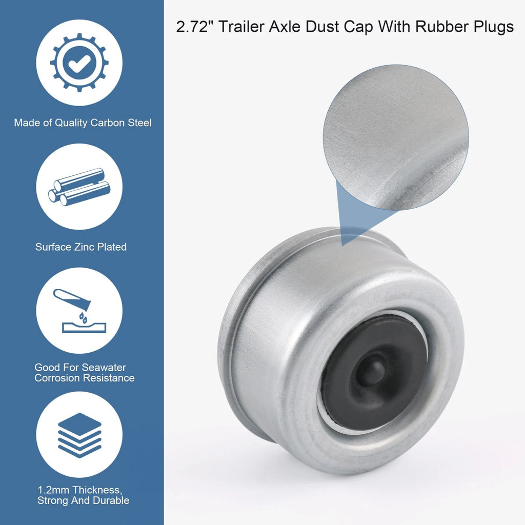 Set of 4 Trailer Axle Dust Caps for RV Camper (EZ Lube)