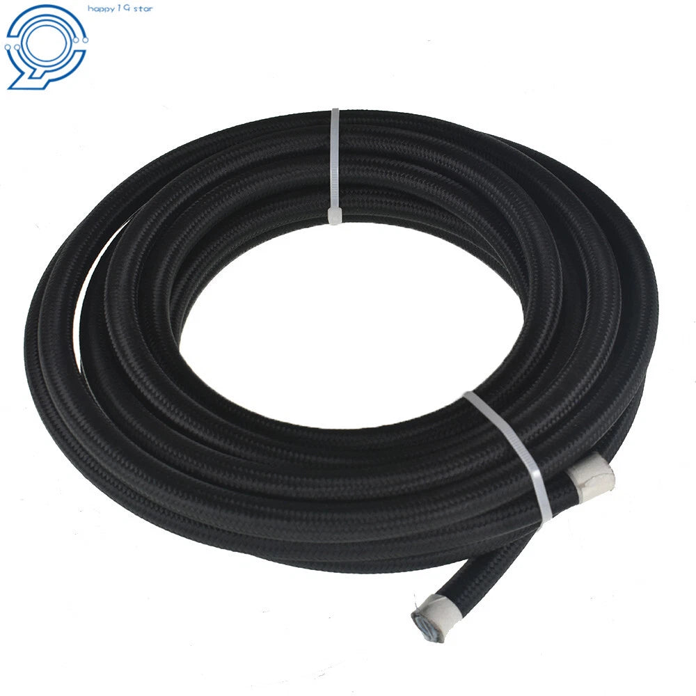 Set of 10 E85 PTFE Fuel Hose Lines with Fittings - 20FT, Black Nylon