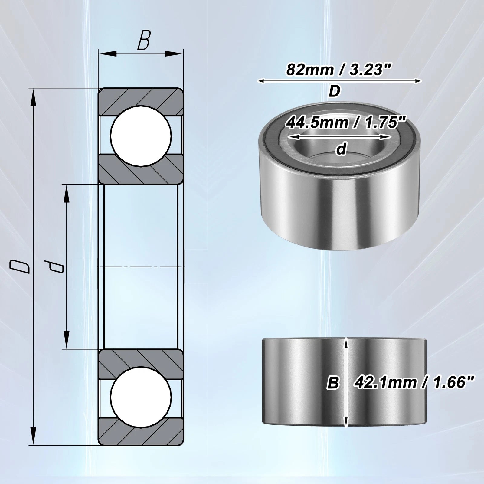 1 Pcs Front Wheel Bearing for Ford C-Max (2010–2019) 510110 Silver Tone