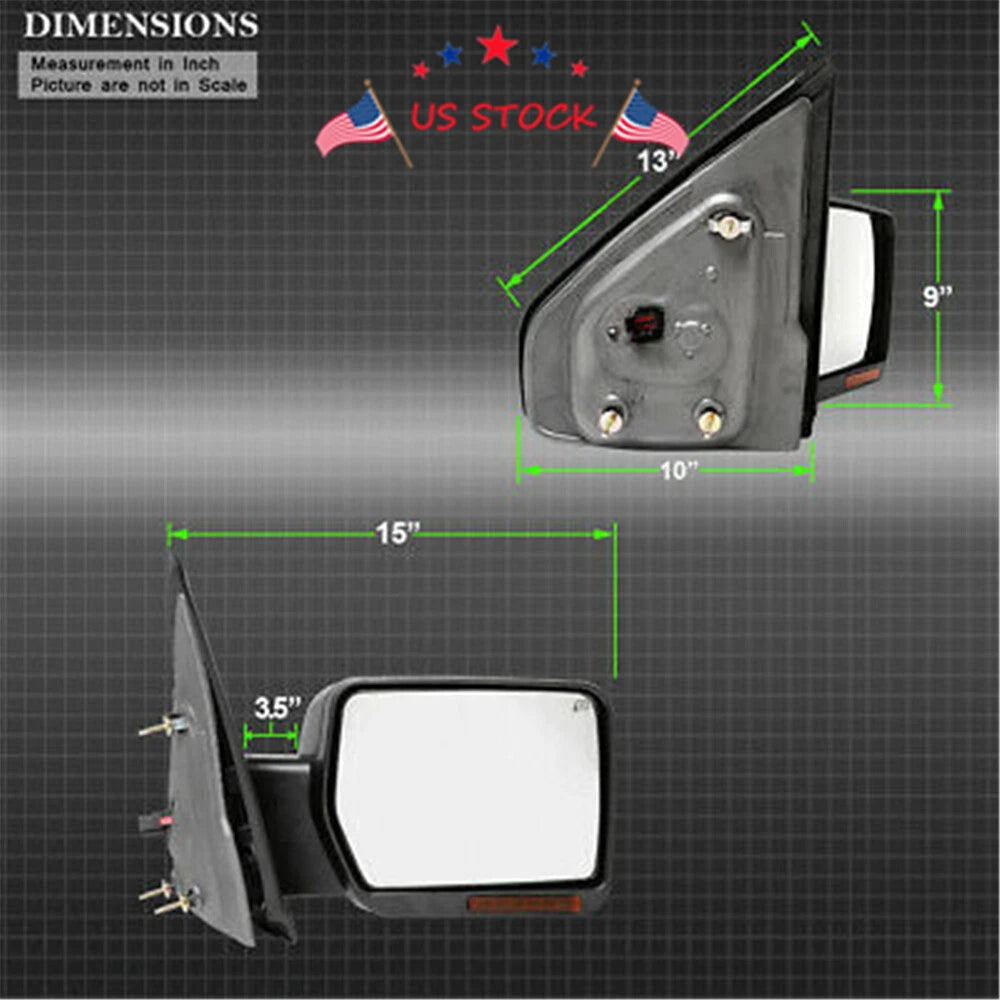 Set of 2 Power Heated LED Signal Side Mirrors for Ford F-150 (2007–2014)