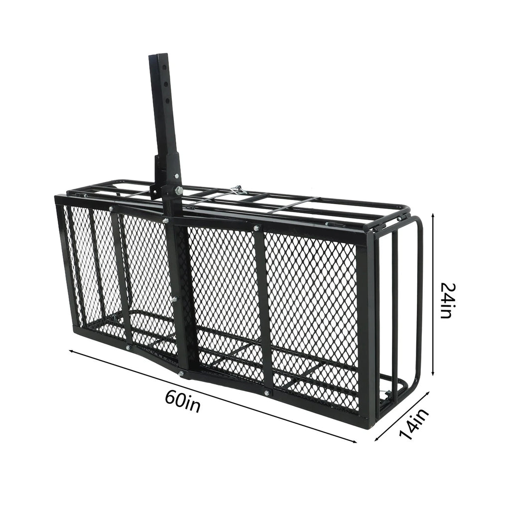 Hitch Mount Cargo Carrier for Universal Vehicles (500LB Capacity, 60"x24"x14")