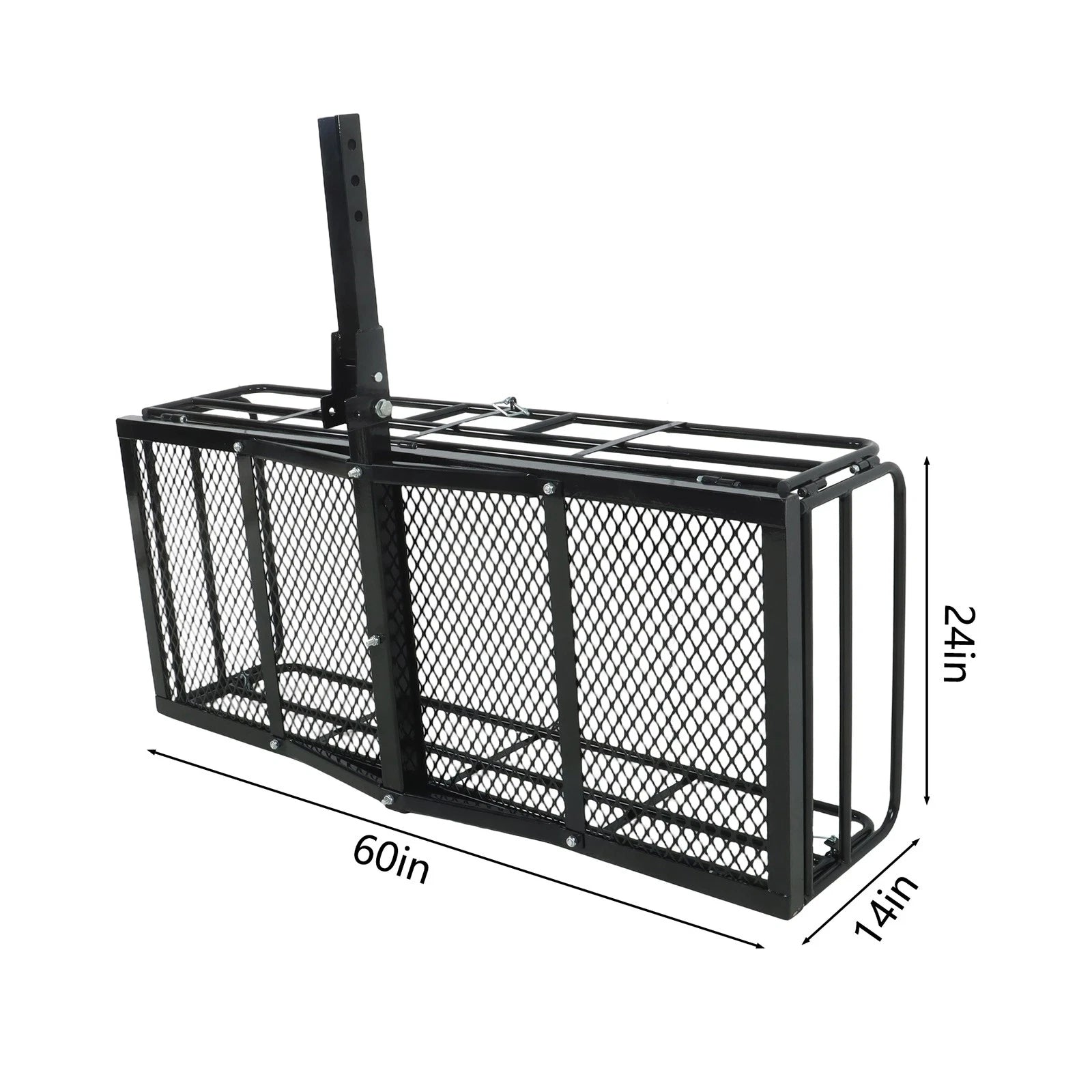 Hitch Mount Cargo Carrier for Universal Vehicles (500LB Capacity, 60"x24"x14")