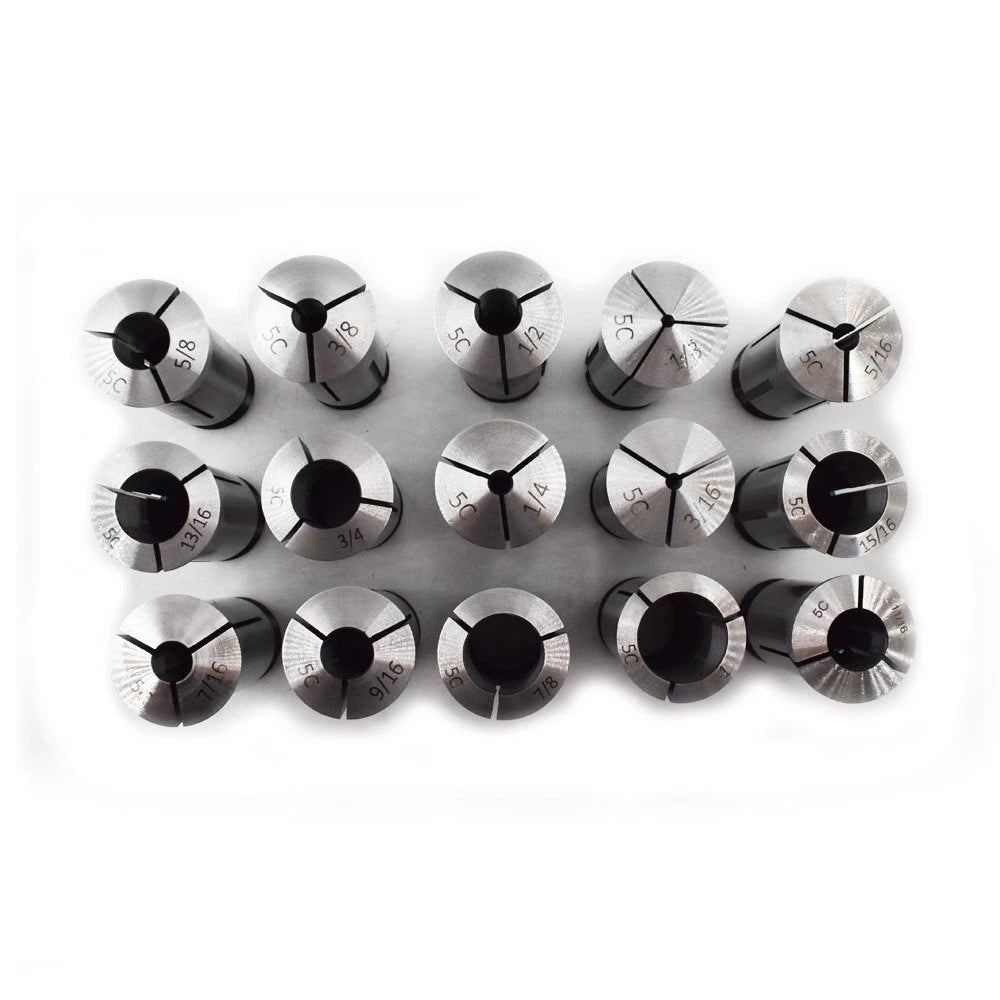 15 Pc Round Collet Set for Lathe (1/8" - 1")