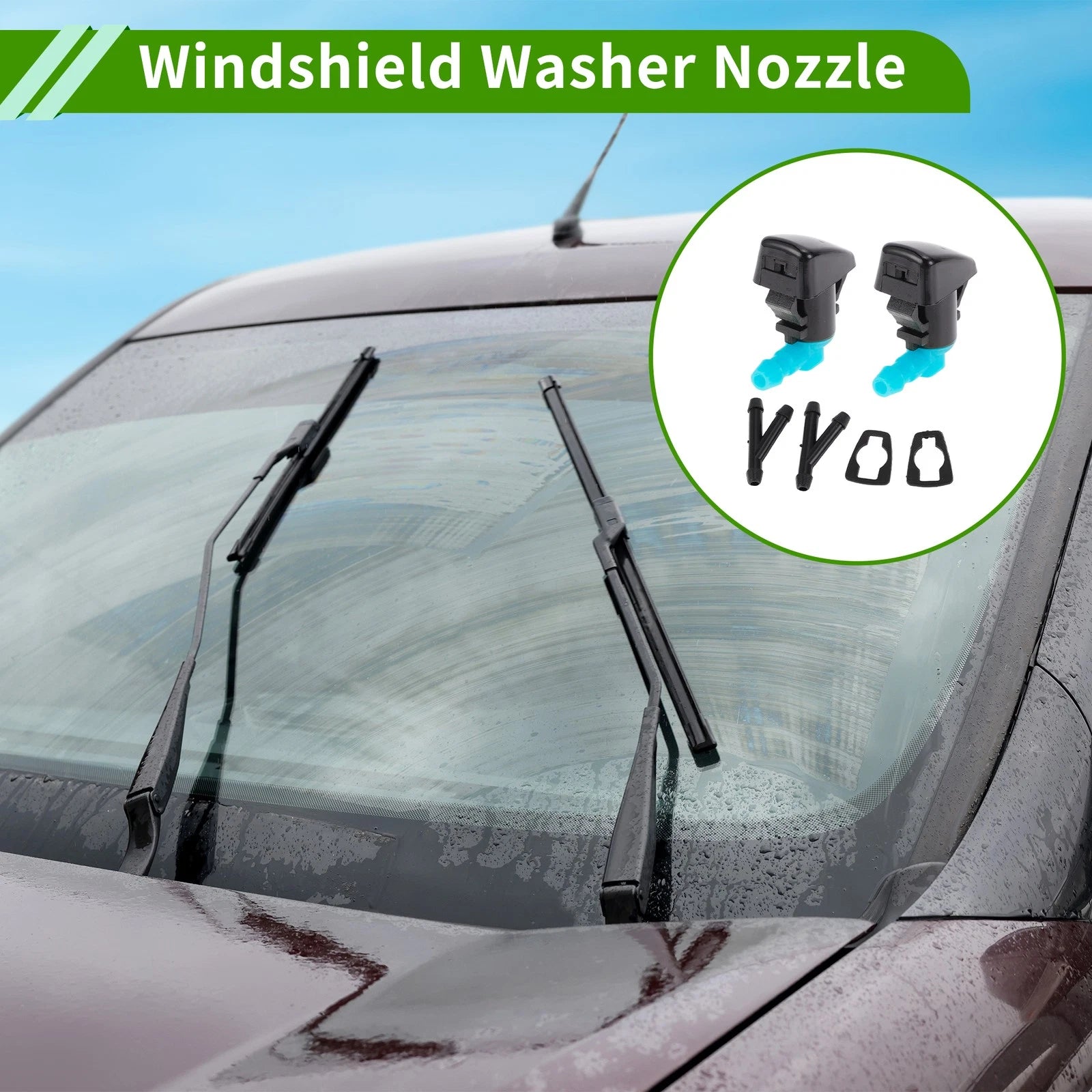Windshield Washer Nozzle Set of 2 with Y Hose Connector for Lincoln (2007–2010)