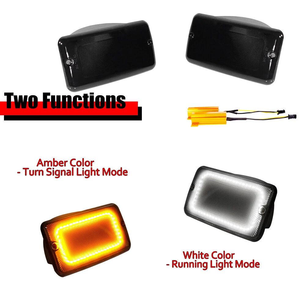 Smoked Switchback LED Front Bumper Lights for Jeep Wrangler TJ (1997–2006)