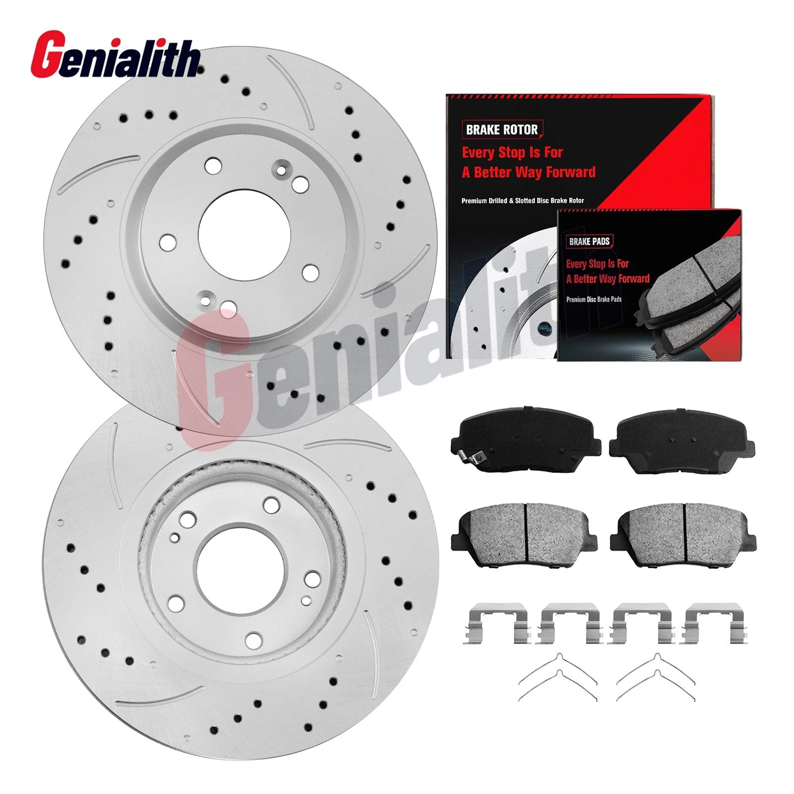 Front Disc Brake Rotors + Ceramic Brake Pads for Hyundai Santa Fe, Kia Sorento (2013–2020)