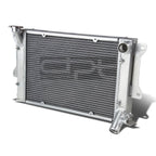 3 Row Aluminum Chrome Radiator + 10" Black Fan for Mazda RX-3 Savanna (S102A)
