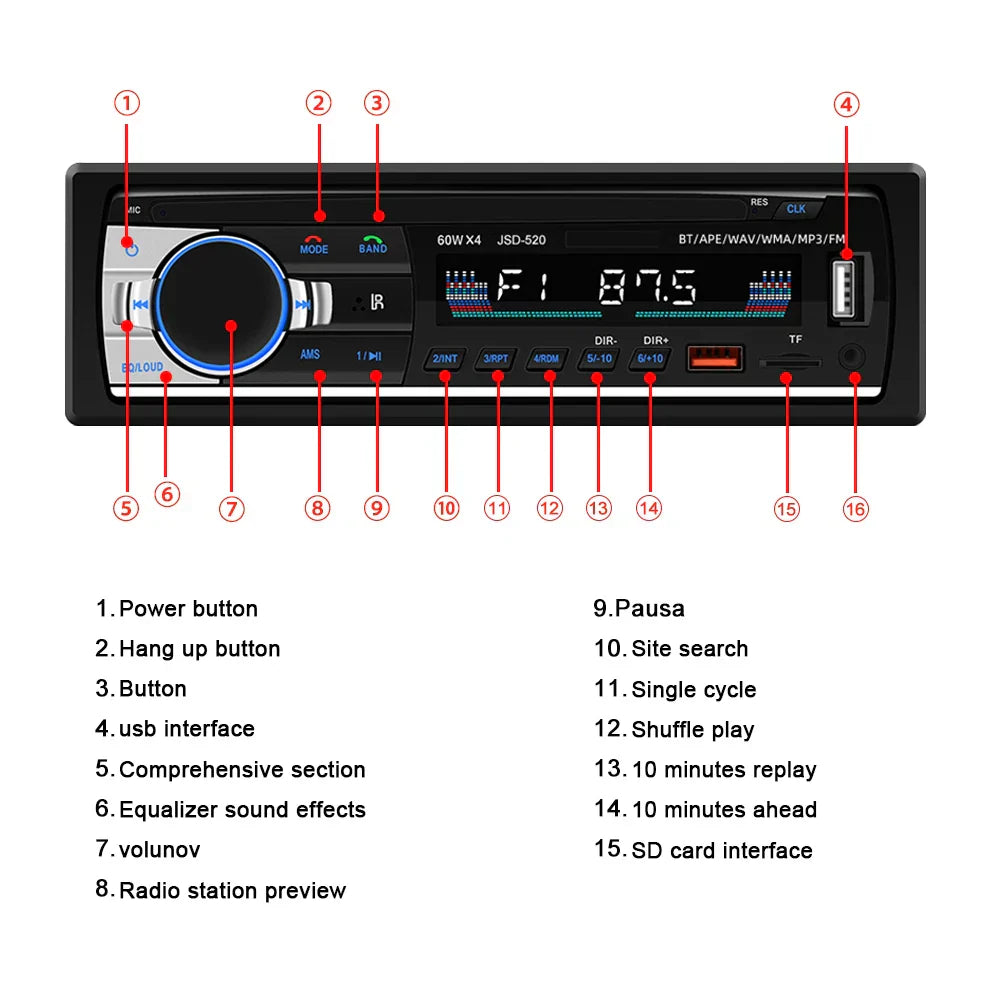 Bluetooth Music Radio 1DIN Car Stereo MP3 Player for Nissan Navara (2006-2015)