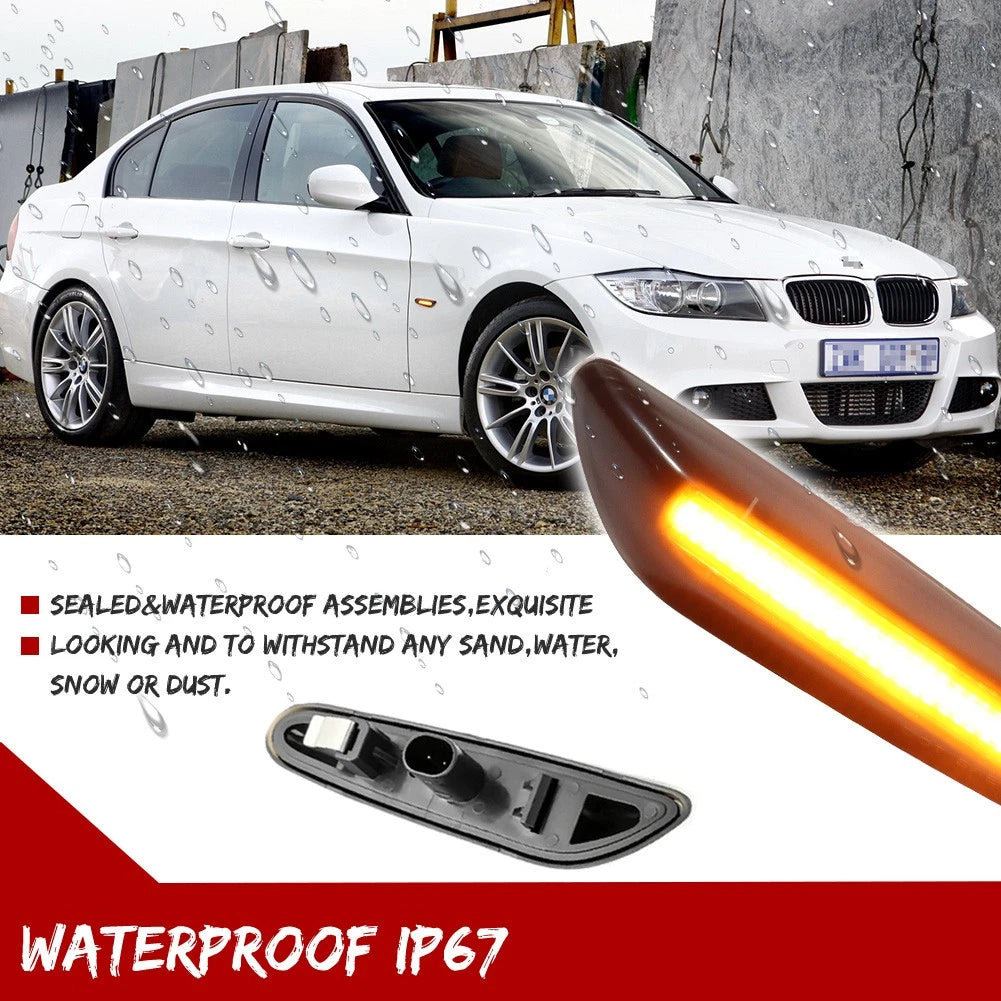 Smoked Dynamic Amber LED Front Side Marker Signal Lights for BMW 1 3 5 X Series
