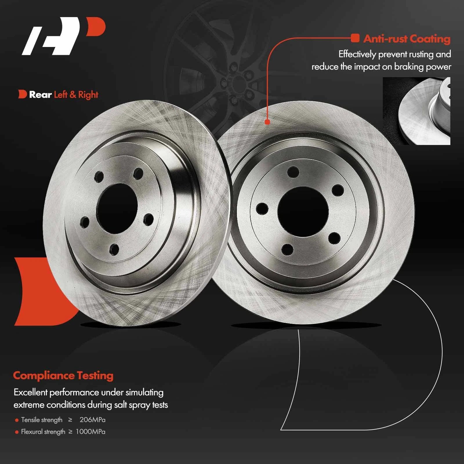 Rear Disc Brake Rotors for Ford Mustang (2015–2022) 320mm