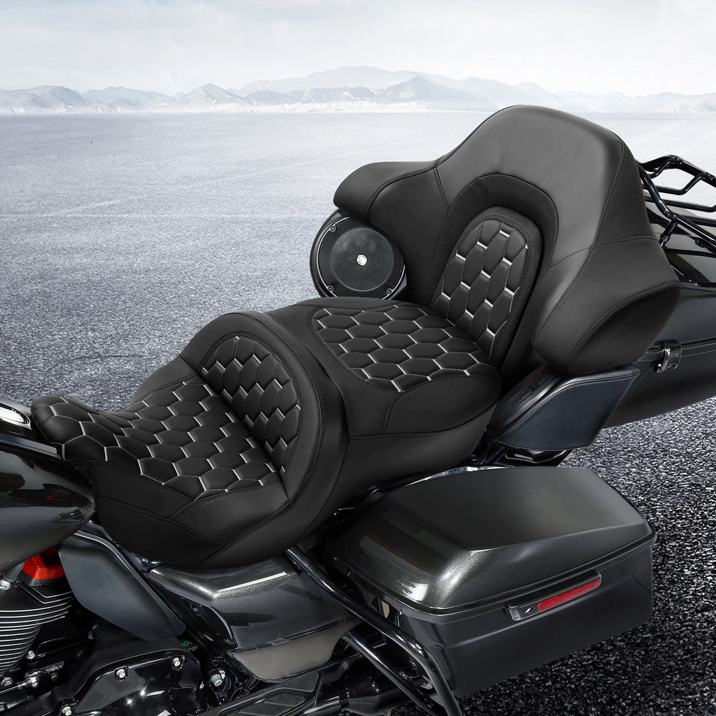 Gel Seat Backrest for Harley Street Glide (2014–2023) - Black/White