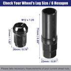 Set of 12 M12x1.25 Car Wheel Hub Lug Nuts for Honda, Chevy, Nissan - Black