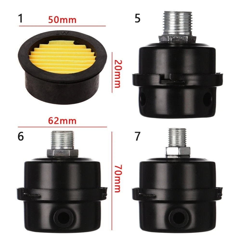 Set of 3 Noise Reducing Air Filter Mufflers for Oil Air Compressors