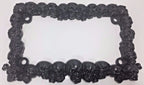 License Plate Frame Metal for Motorcycle Universal Fit with Black Skull (Any Year)