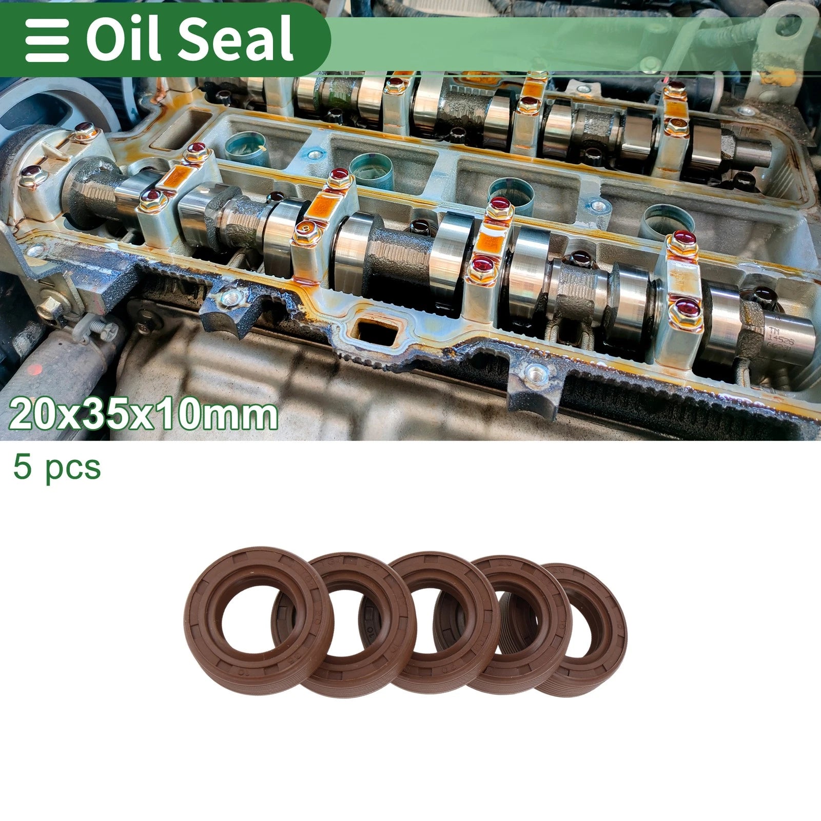 Set of 5 Oil Seal FKM Rubber 20x35x10mm for Various Models 