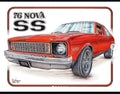Vintage Metal Tin Sign for Chevy Nova SS (1976)