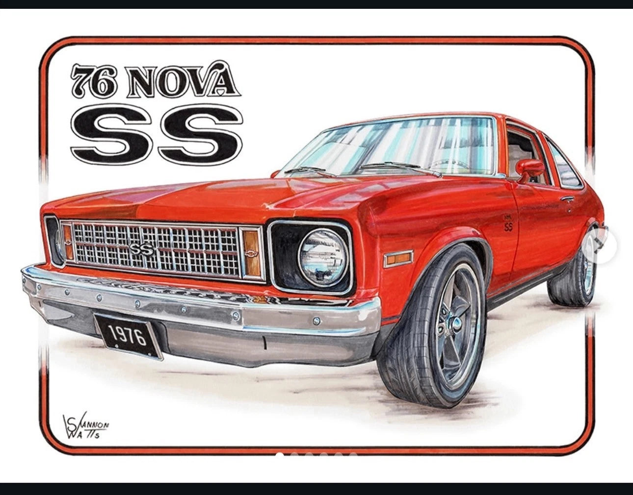 Vintage Metal Tin Sign for Chevy Nova SS (1976)