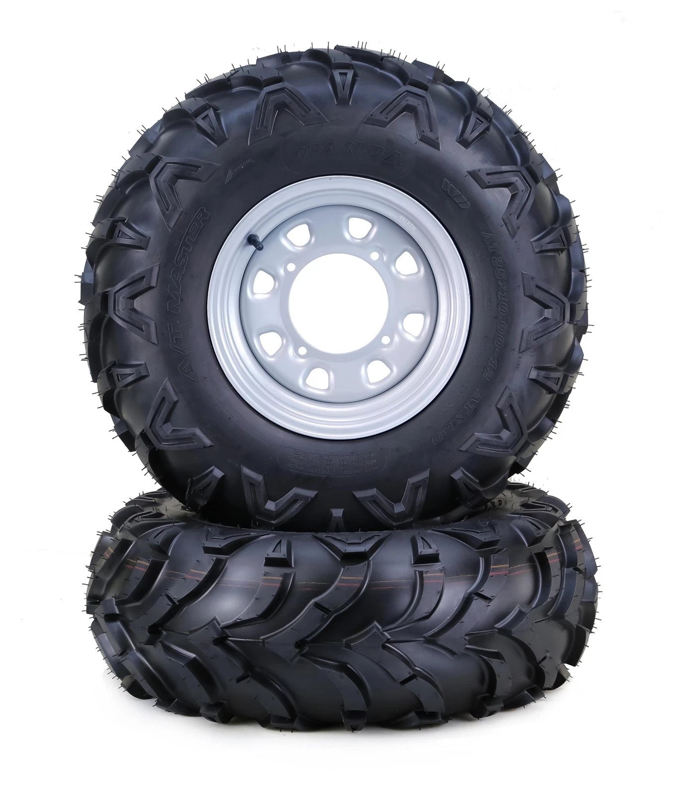 Set of 2 Solid Mud ATV Tire Wheel Assembly 25x10-12 for WANDA 4-156/4+3