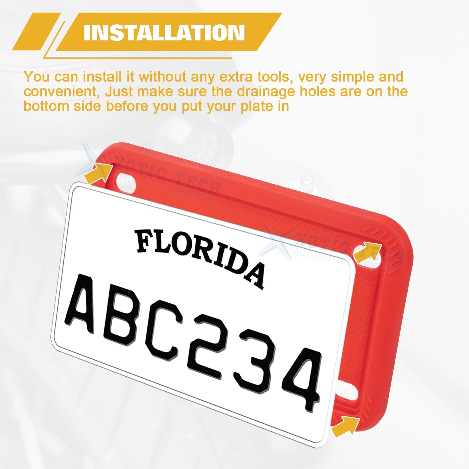 Silicone License Plate Frame for Universal Motorcycle (Rust Proof, Universal)