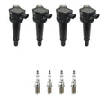 Set of 4 Ignition Coils & Spark Plugs for Hyundai Accent, Kia Rio (1.6L)