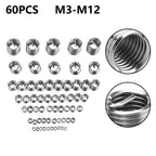 60pcs Thread Repair Insert Accessories M3-M12 for Automotive Applications