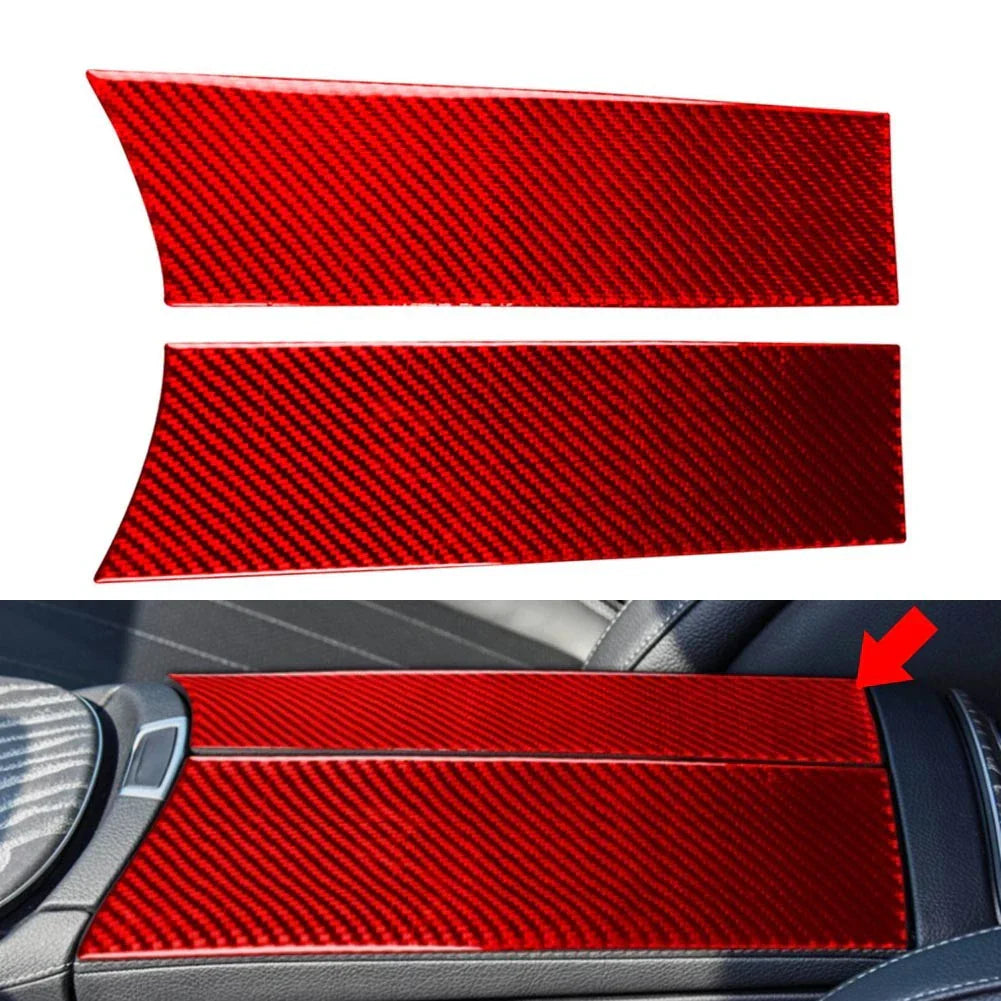 Carbon Red Console Armrest Storage Box Cover for Benz C E GLC Class (2015-2023)