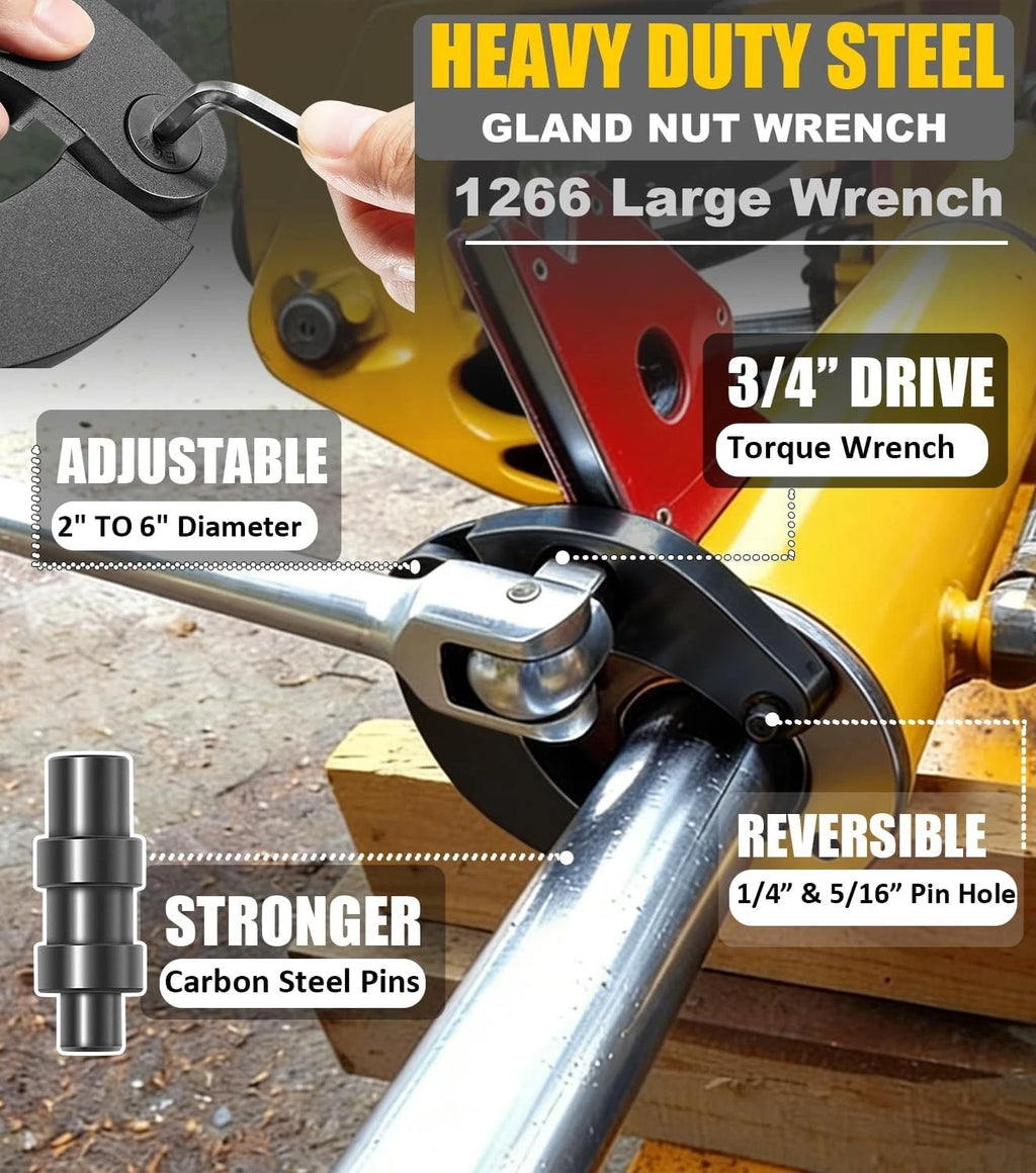 Adjustable Gland Nut Wrench Spanner Tool Set 1266 +7463 for Hydraulic Cylinder