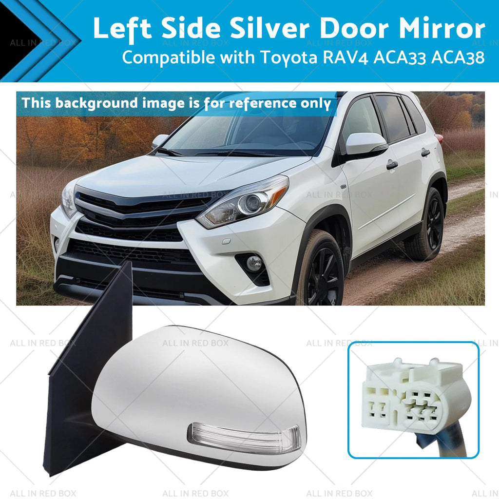 Left Side Silver Door Mirror for Toyota RAV4 ACA33 ACA38 (2008–2012)