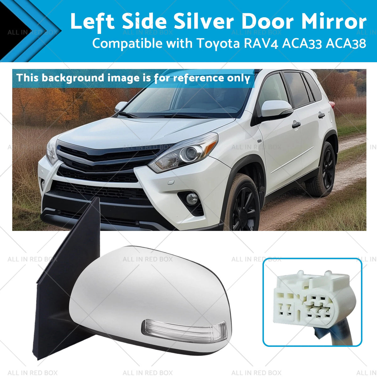 Left Side Silver Door Mirror for Toyota RAV4 ACA33 ACA38 (2008–2012)