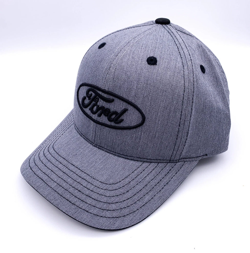 Licensed Ford Oval Logo Hat Gray Heather Twill for Ford Vehicles (Universal)