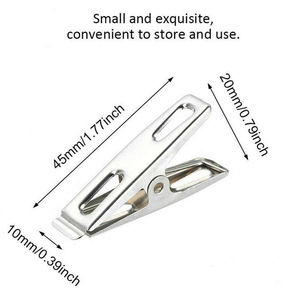 Set of 40 Stainless Steel Spring Loaded Clothes Pegs Laundry Clips