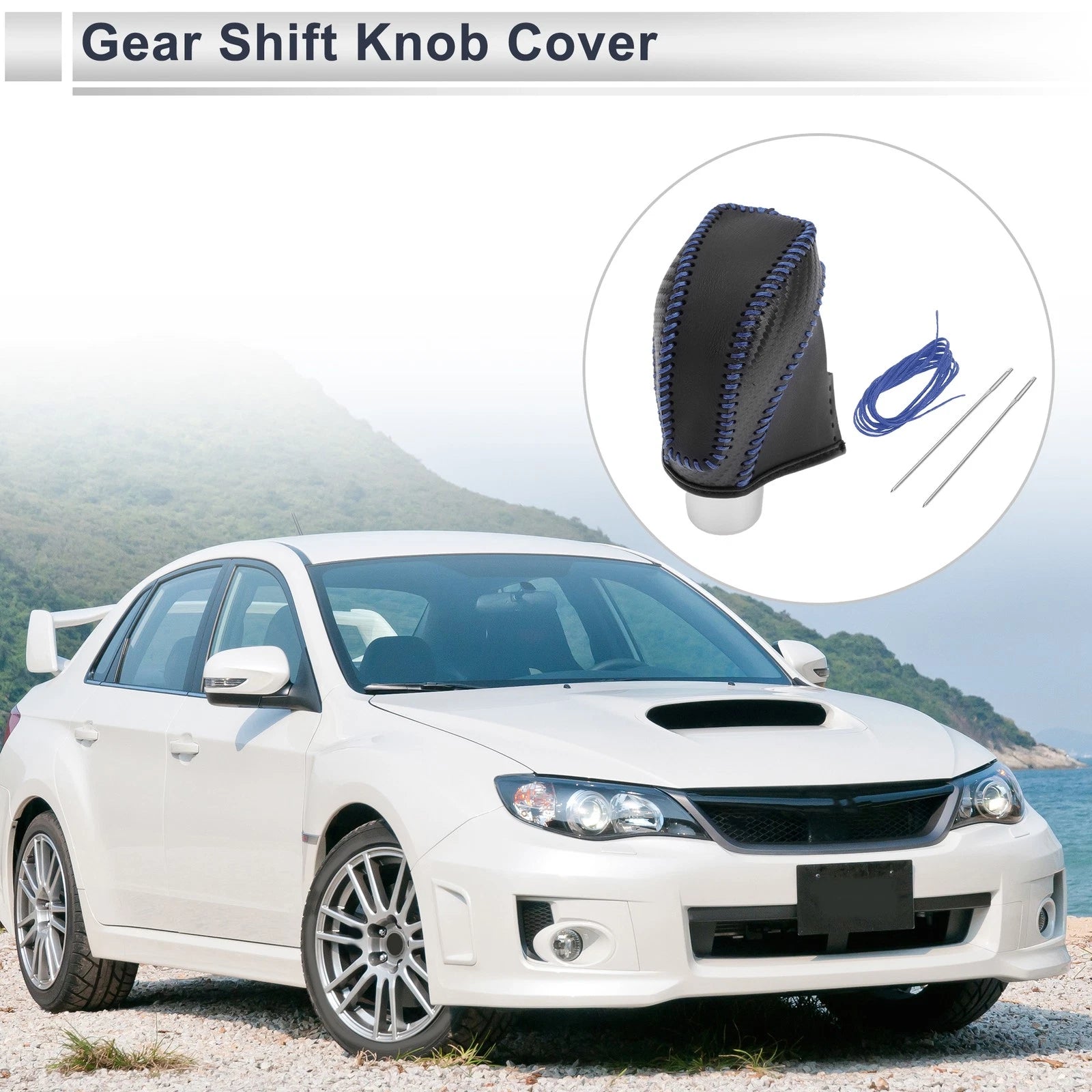 Gear Shift Knob Cover for Subaru Impreza (2017–2023) Black Carbon Fiber Blue