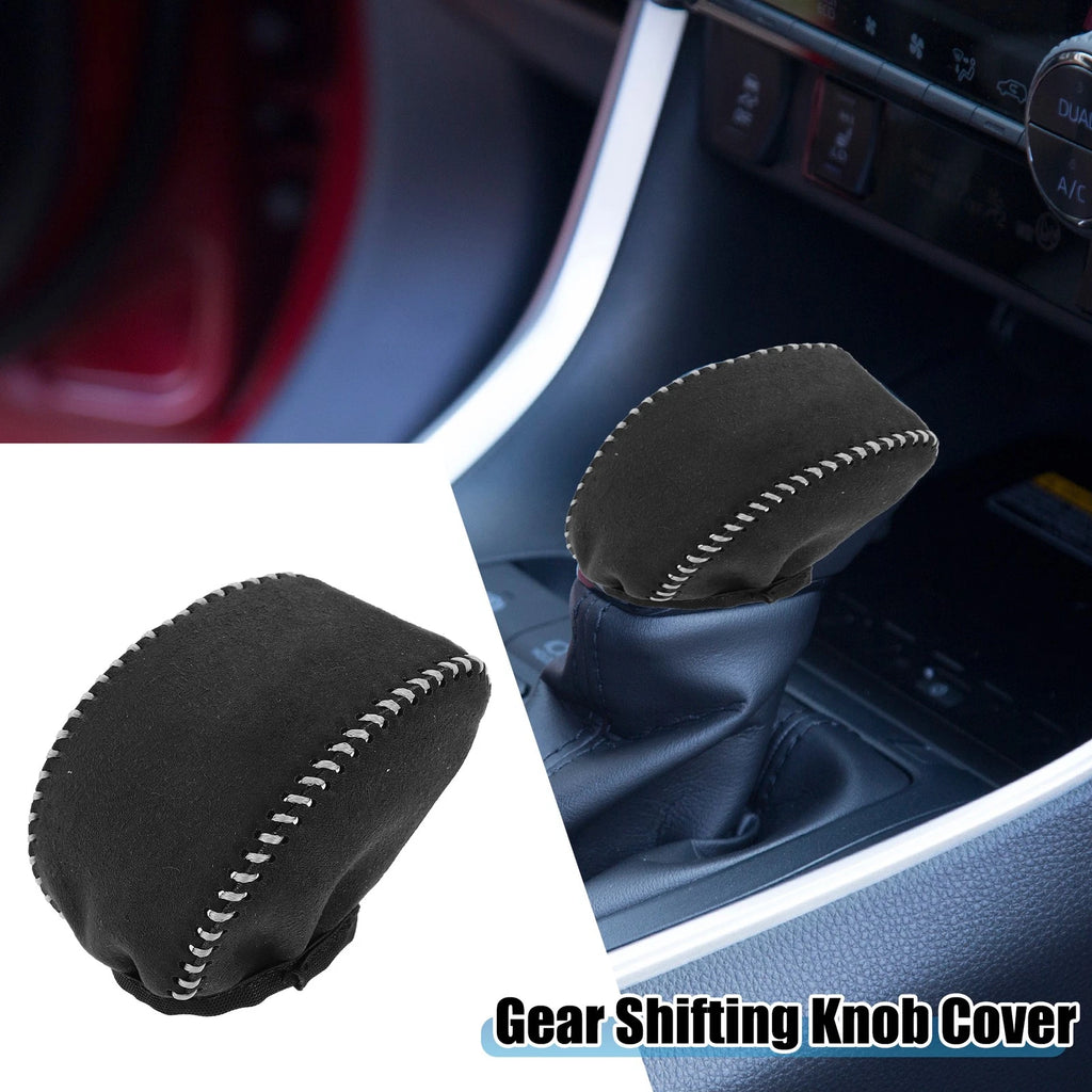 Gear Shifting Knob Cover for Toyota RAV4 (2019–2022) Black Gray Stitches