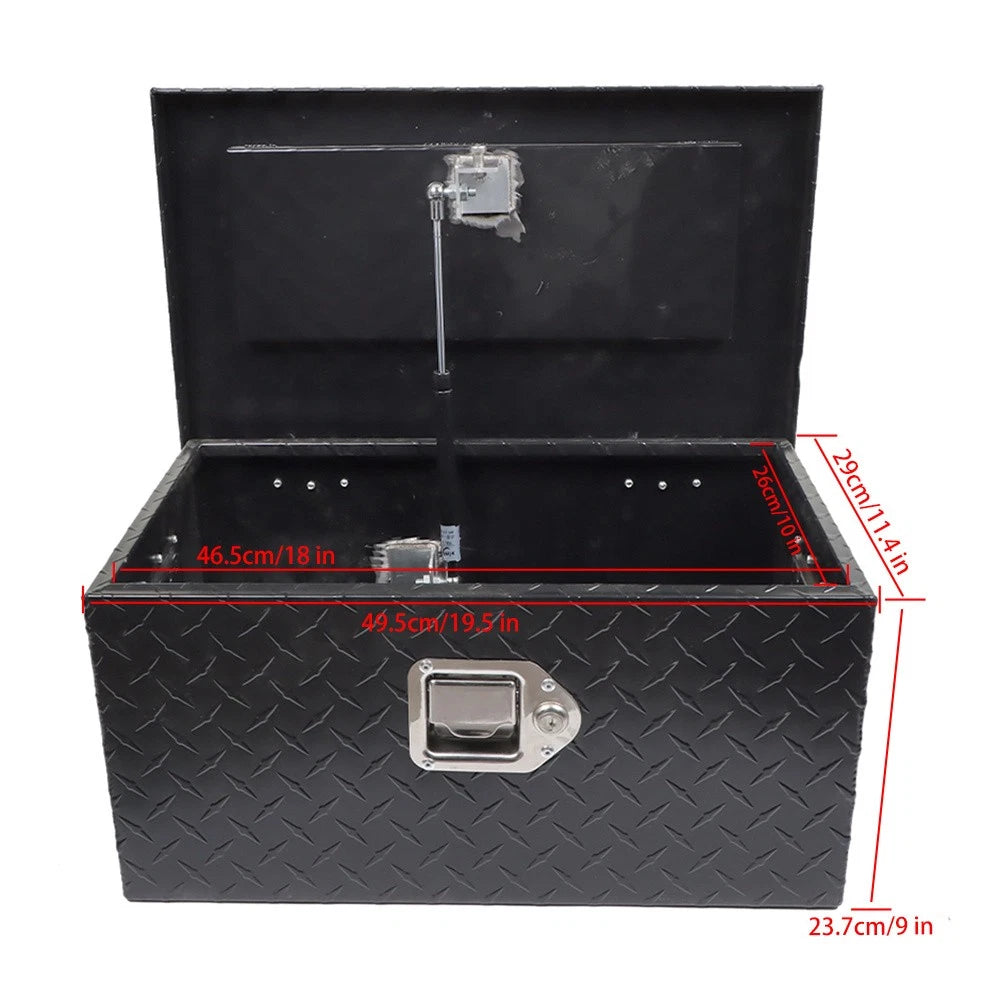 20" x 12" x 10" Black Aluminum Tool Box for Pickup Trailer 