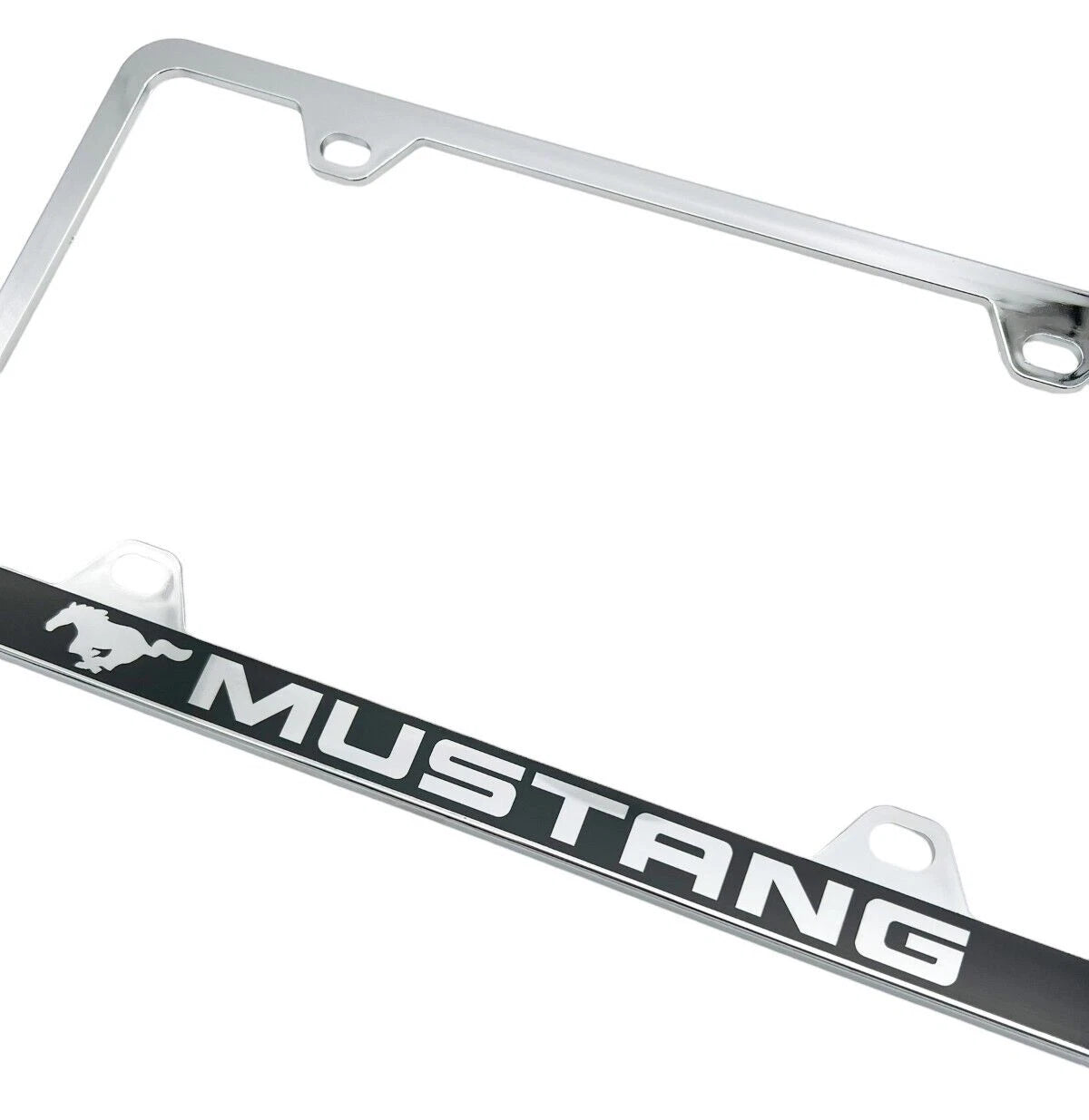 Chrome ABS License Plate Frame with Mustang Script Logo for Ford Mustang (2005–2024)