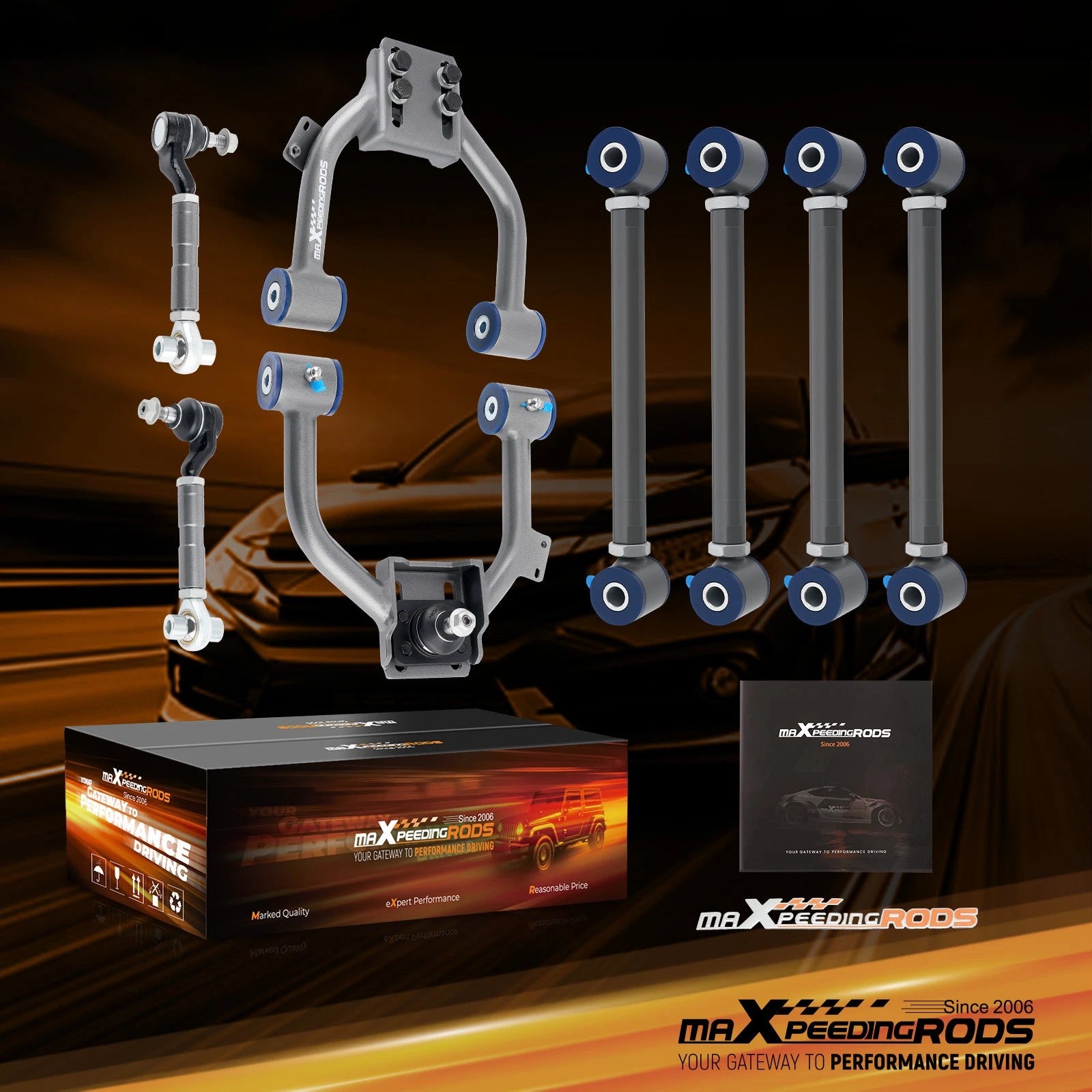 Adjustable Front Upper Control Arm + Rear Camber Kit For 2003-2007 Honda Accord