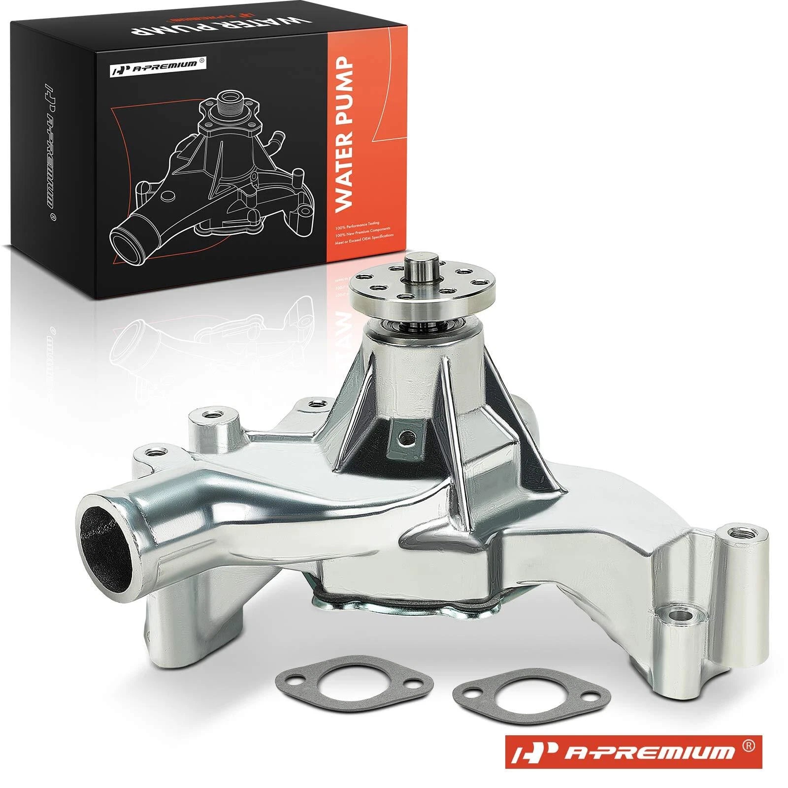 Polished Aluminum Long Water Pump with Gasket for Chevy Big-Block (1965–1976)