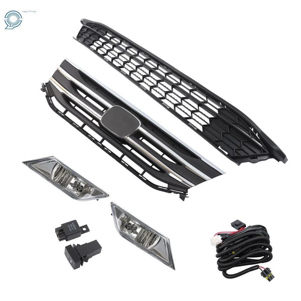 Front Upper Lower Grille + Fog Lights Kit for Honda Odyssey (2011–2014) HO1210138