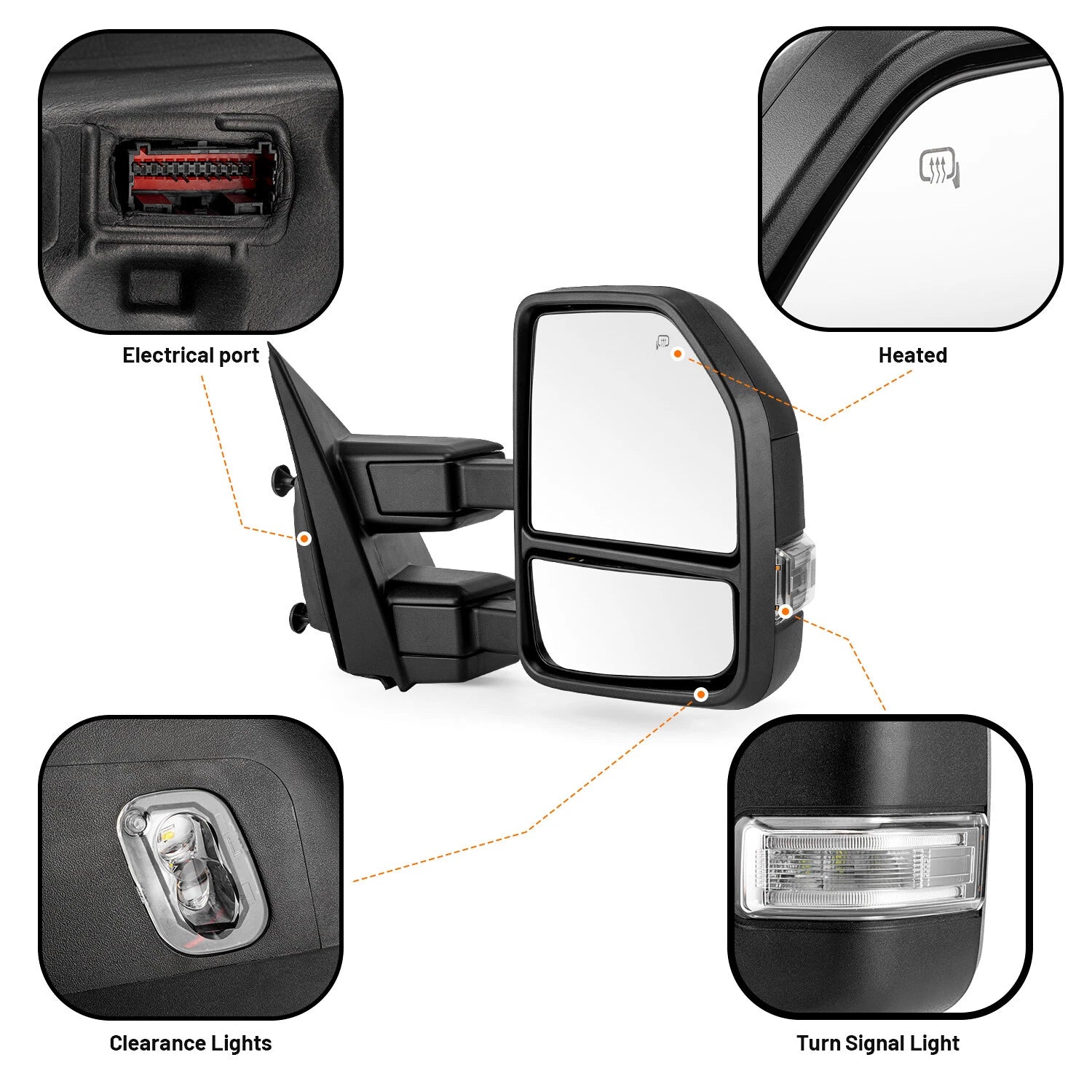 Pair of Power Towing Side Mirrors for Ford F250 F350 (2017–2019)