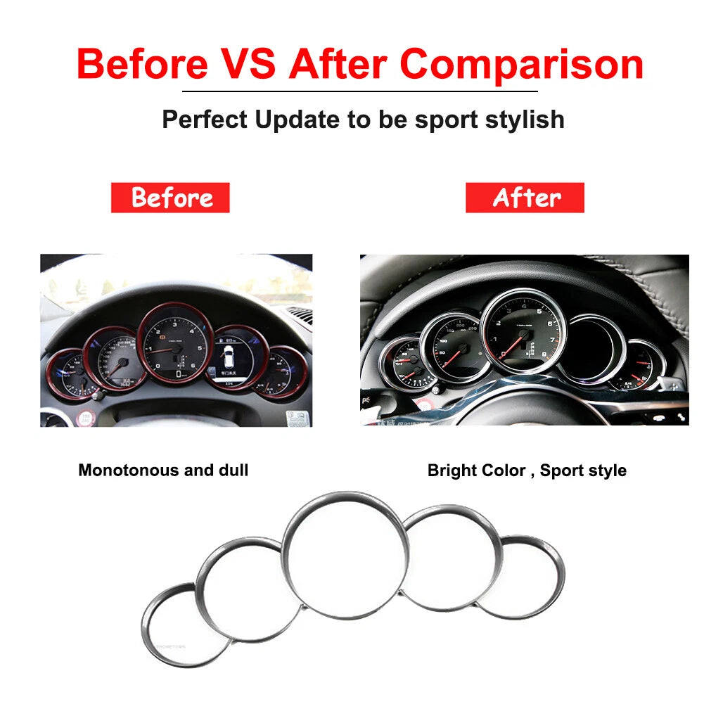 Set of 5 Dashboard Console Trim Rings for Porsche Panamera Cayenne 911