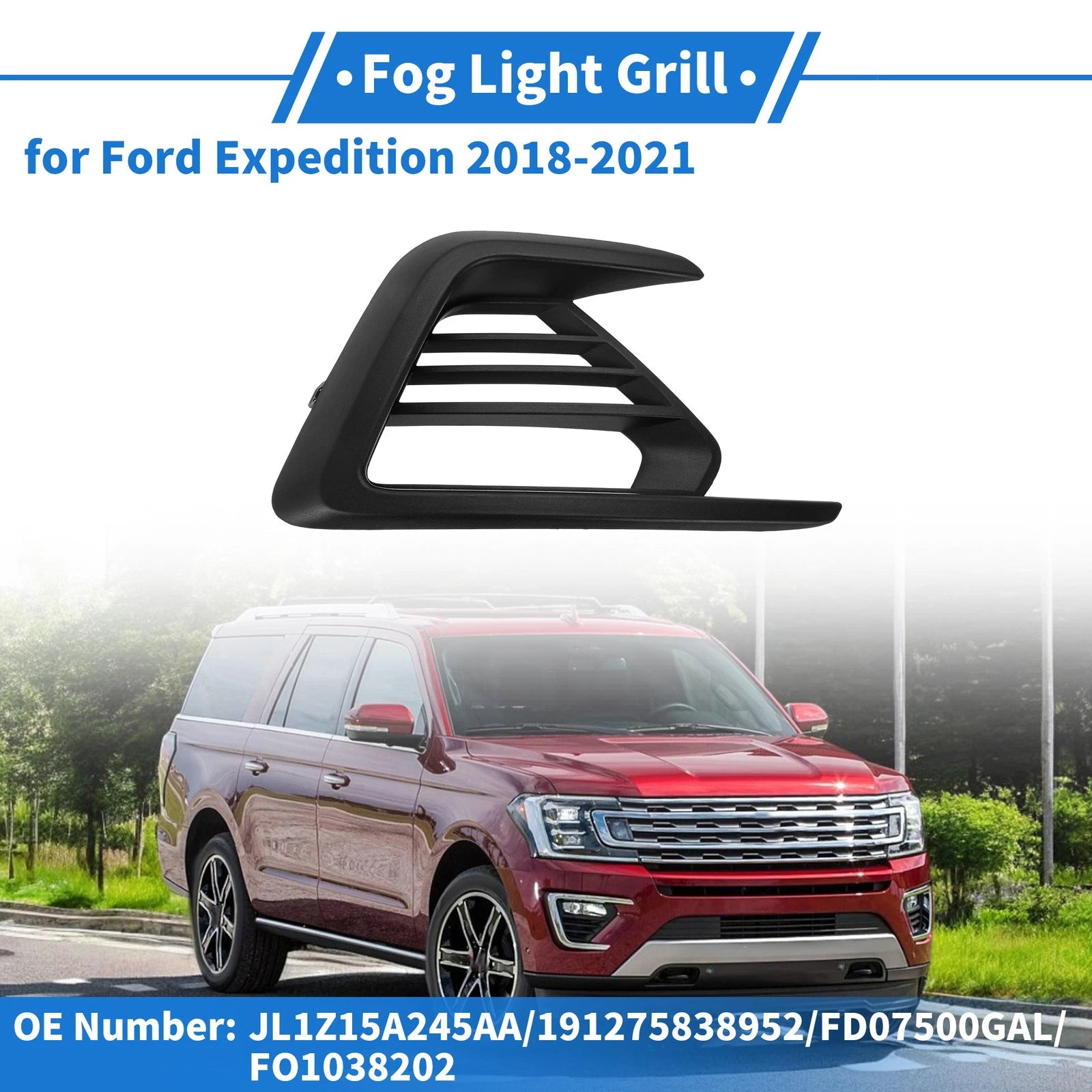 Fog Light Grill No.JL1Z15A245AA for Ford Expedition (2018–2021) Black ABS