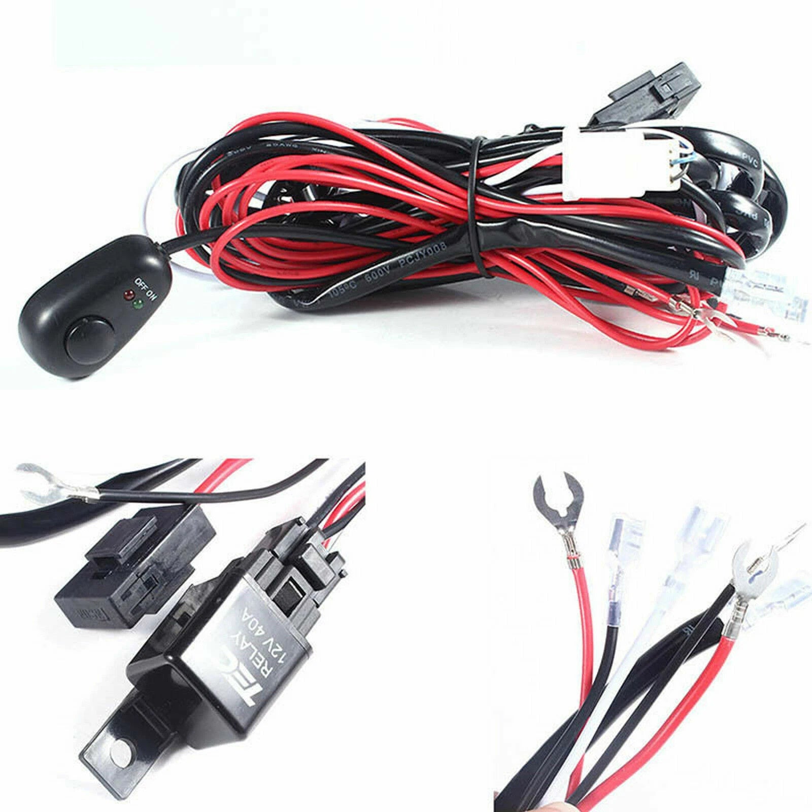 Relay Harness Wire Kit with LED On/Off Switch for Fog Lights (Universal)