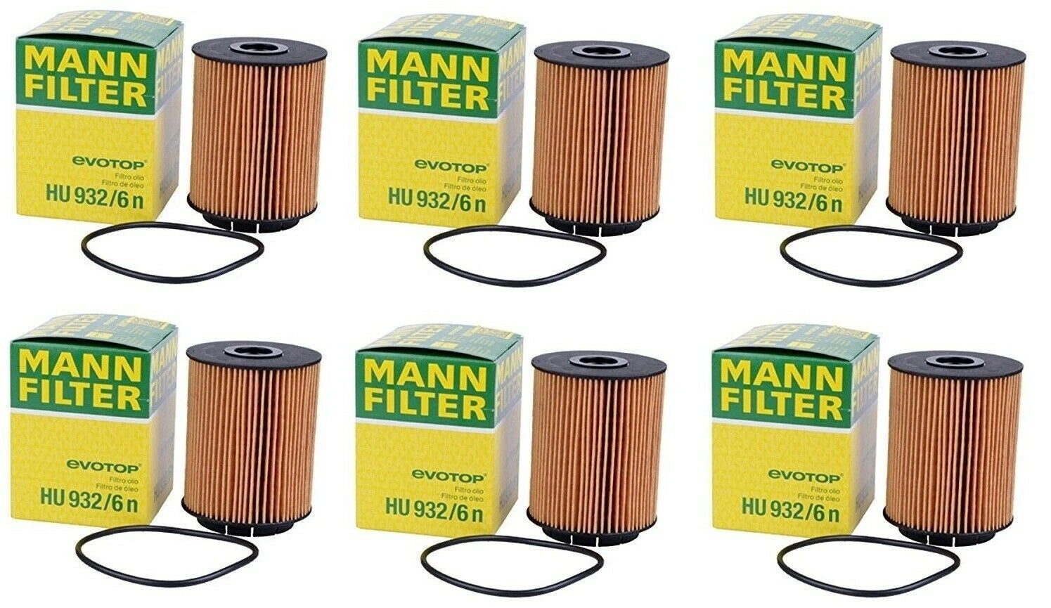 Set of 6 Engine Oil Filters HU932/6N for Audi A8 Q7 Porsche Cayenne VW Golf