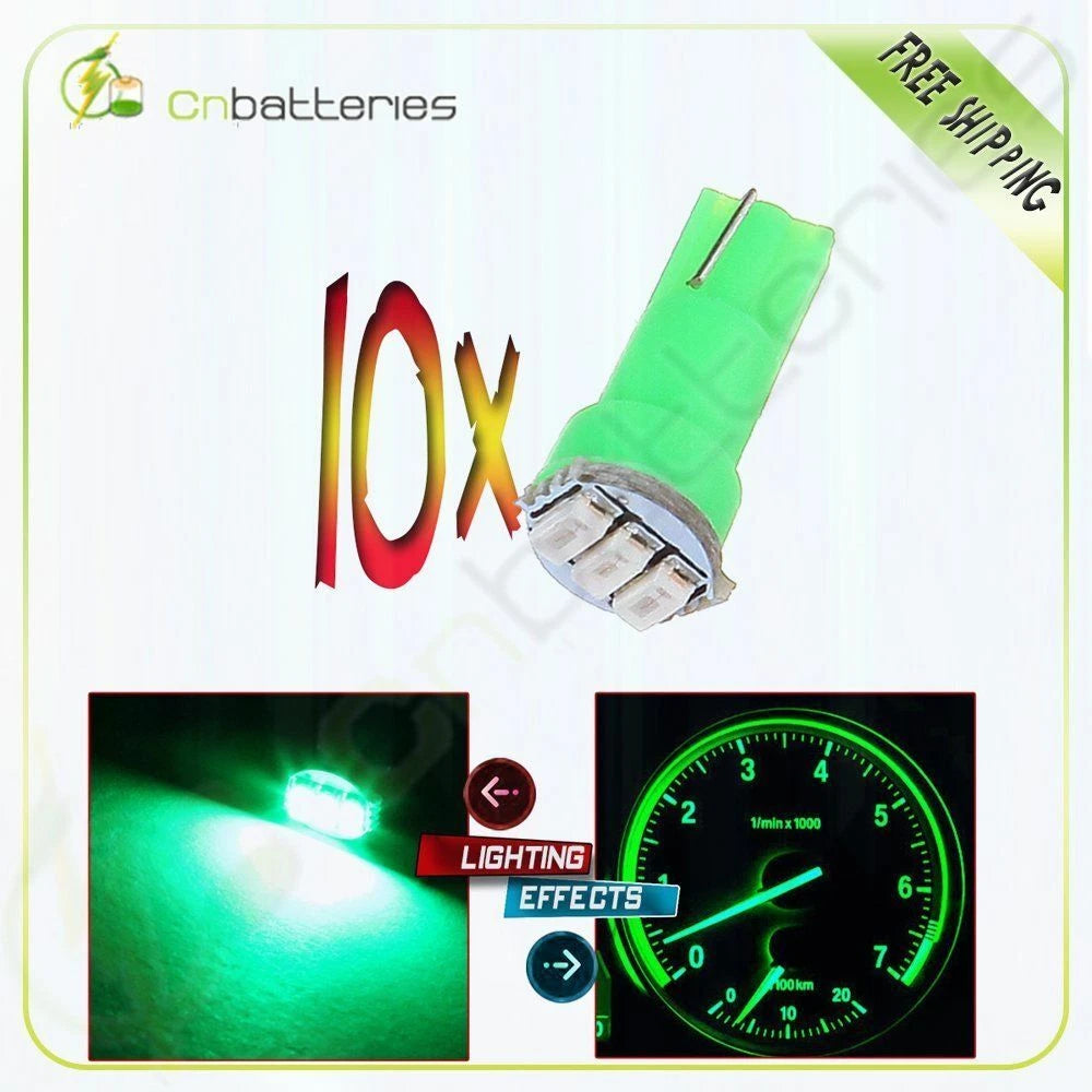 10Pcs 3SMD 3014 LED T5 74 Interior Dashboard Gauge Wedge Light Bulb