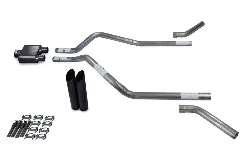 2.5" Dual Exhaust Kit for GMC Jimmy (2000–2004) - 1 Chamber, Black Tips, Corner Exit